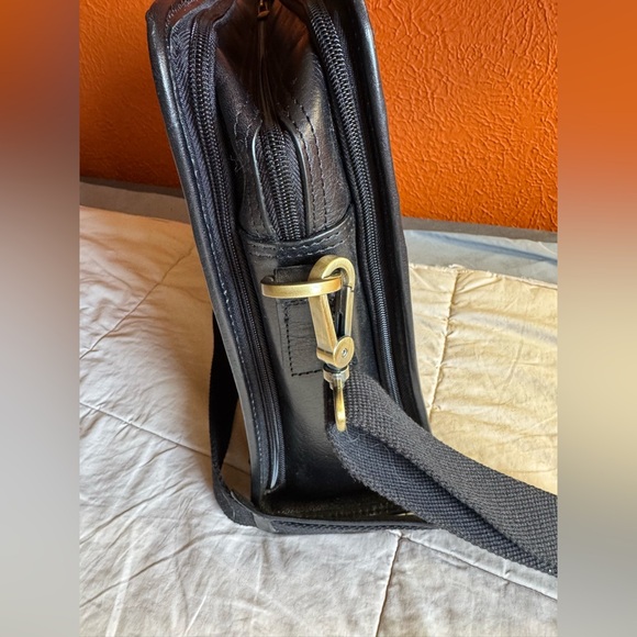 Banuce Leather‎ Messenger Laptop Briefcase Work Bag, Black - Picture 5 of 15